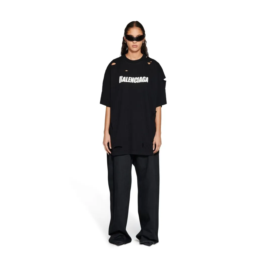 T-shirt Caps Boxy Fit in Nero