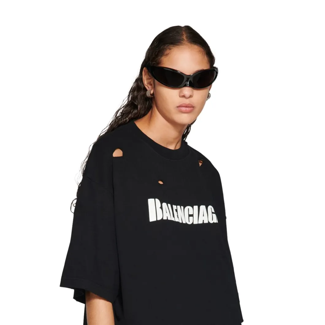 T-shirt Caps Boxy Fit in Nero