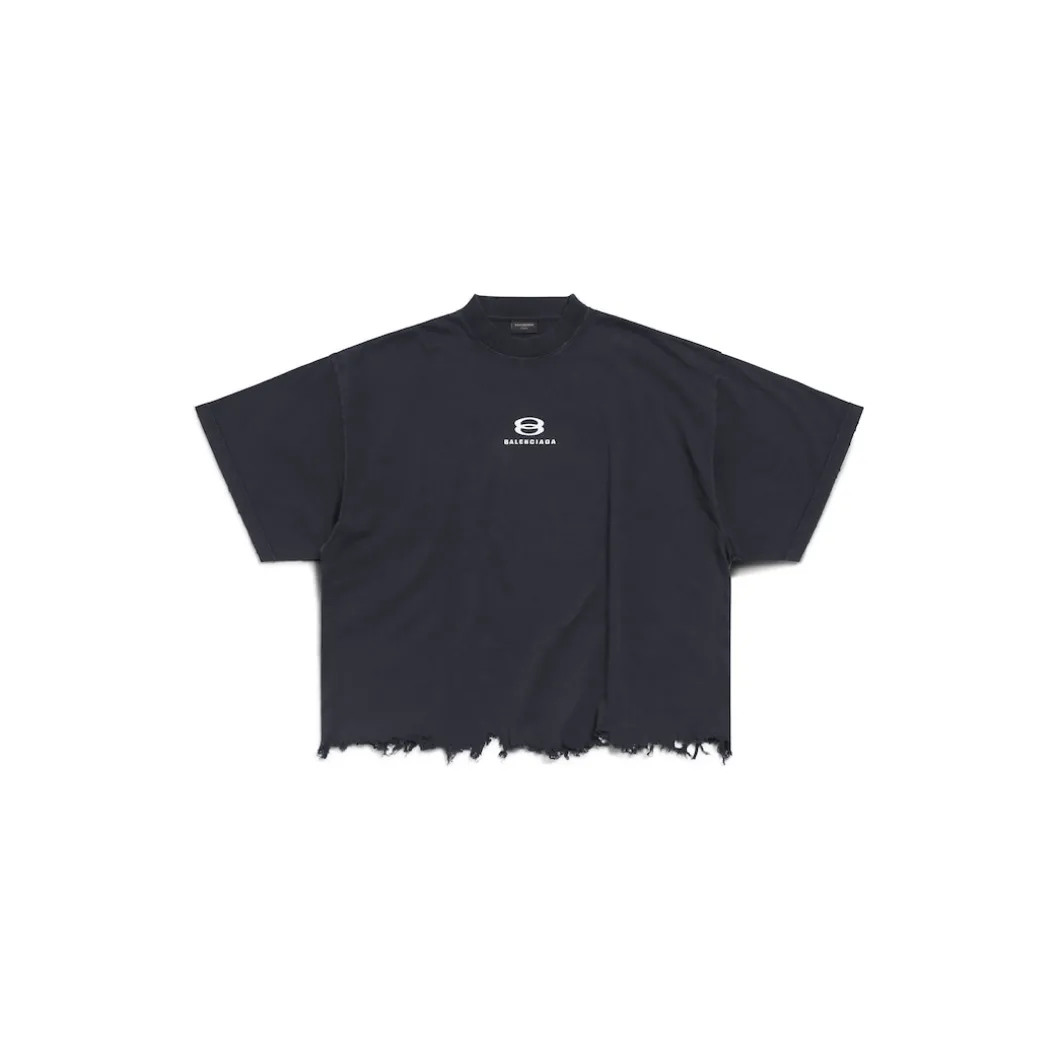 T-shirt Cropped Unity Sports Icon Large Fit in Nero/bianco
