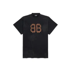 T-shirt Crypto Oversize in Nero Délavé