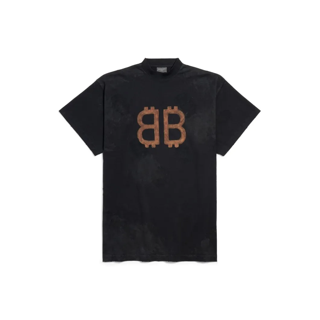 T-shirt Crypto Oversize in Nero Délavé