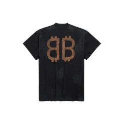 T-shirt Crypto Oversize in Nero Délavé