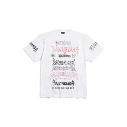 T-shirt Diy Metal Large Fit in Bianco/nero/rosso
