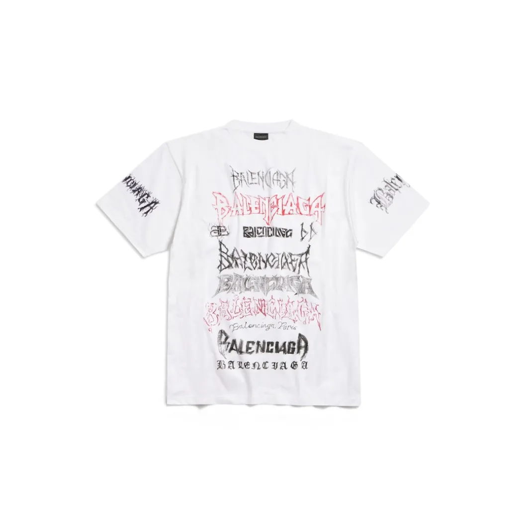 T-shirt Diy Metal Large Fit in Bianco/nero/rosso