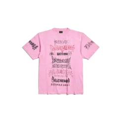 T-shirt Diy Metal Large Fit da Donna in Rosa/bianco/rosso