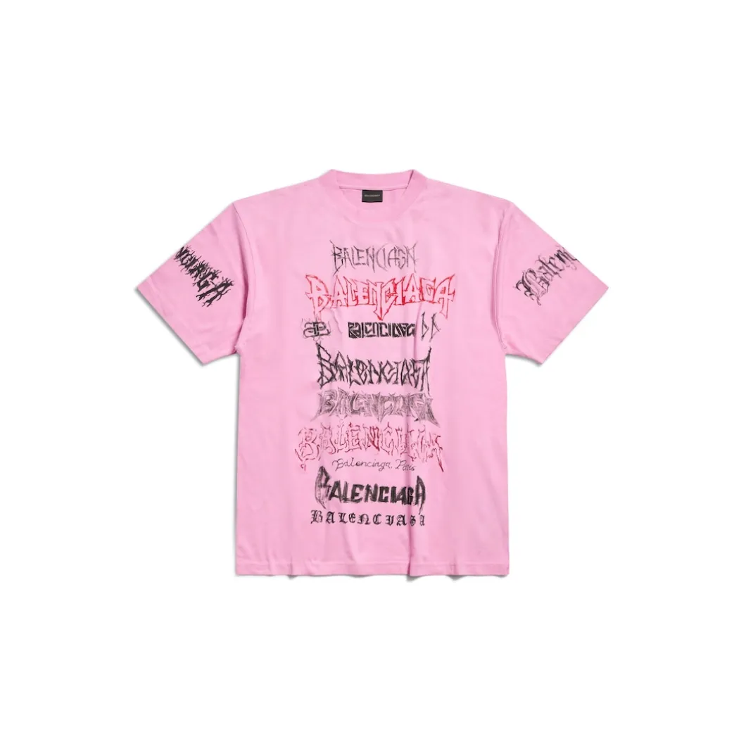 T-shirt Diy Metal Large Fit da Donna in Rosa/bianco/rosso