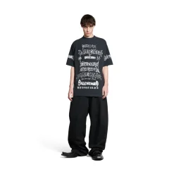 T-shirt Diy Metal Large Fit in Nero/bianco