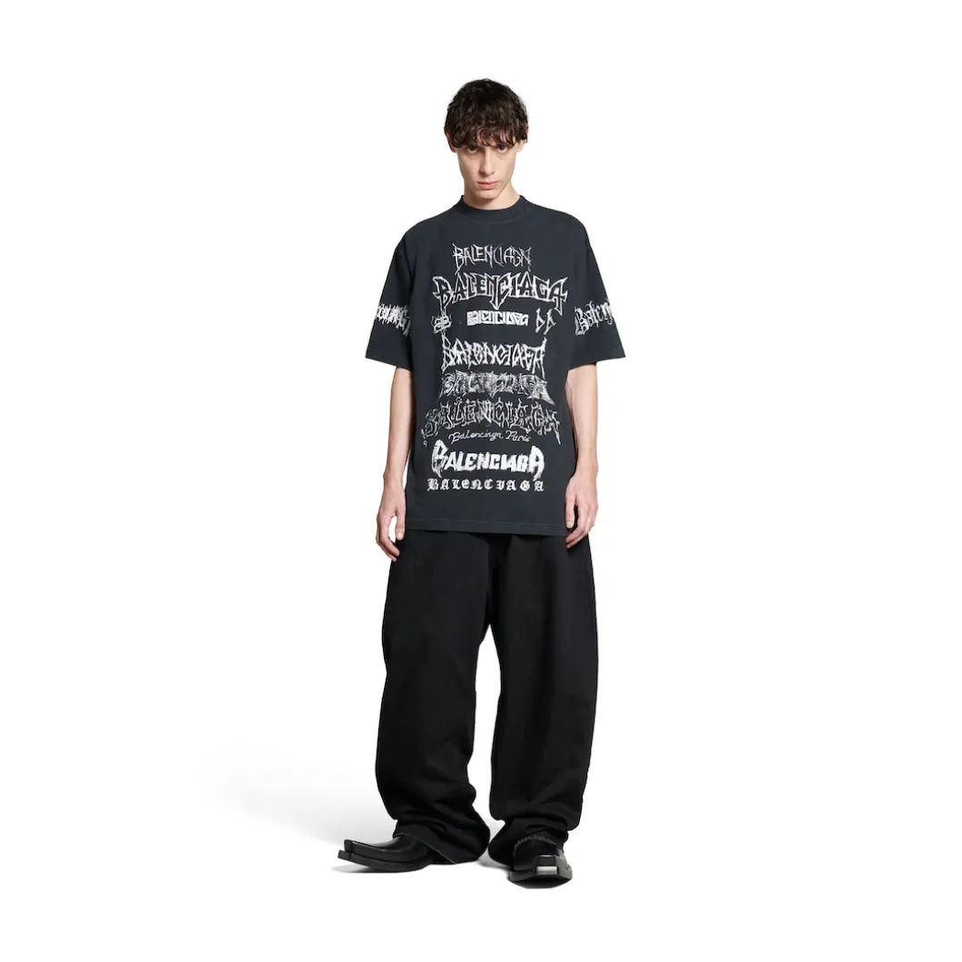 T-shirt Diy Metal Large Fit in Nero/bianco