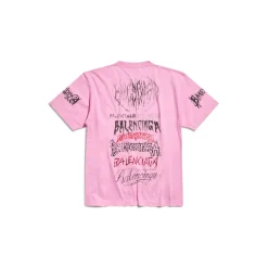 T-shirt Diy Metal Large Fit da Donna in Rosa/bianco/rosso