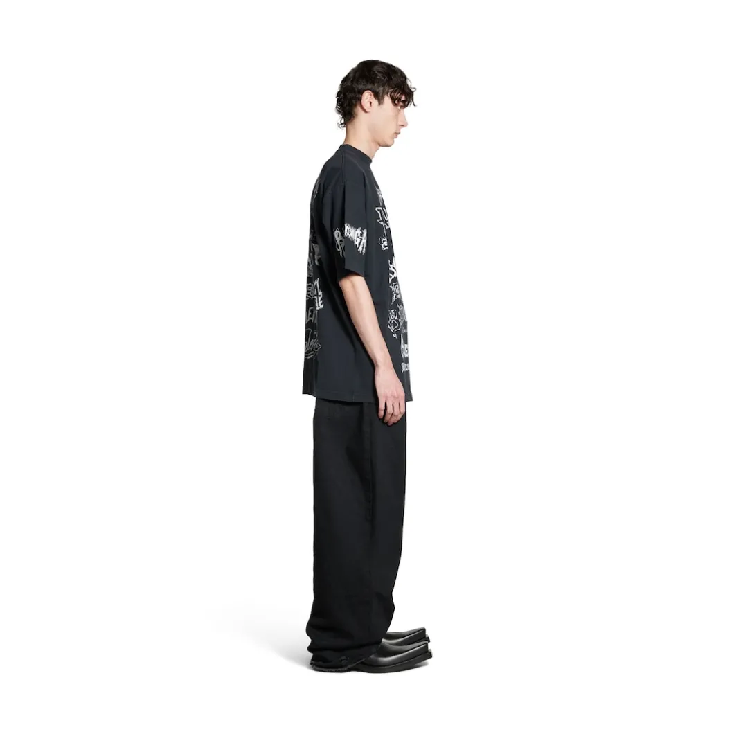 T-shirt Diy Metal Large Fit in Nero/bianco