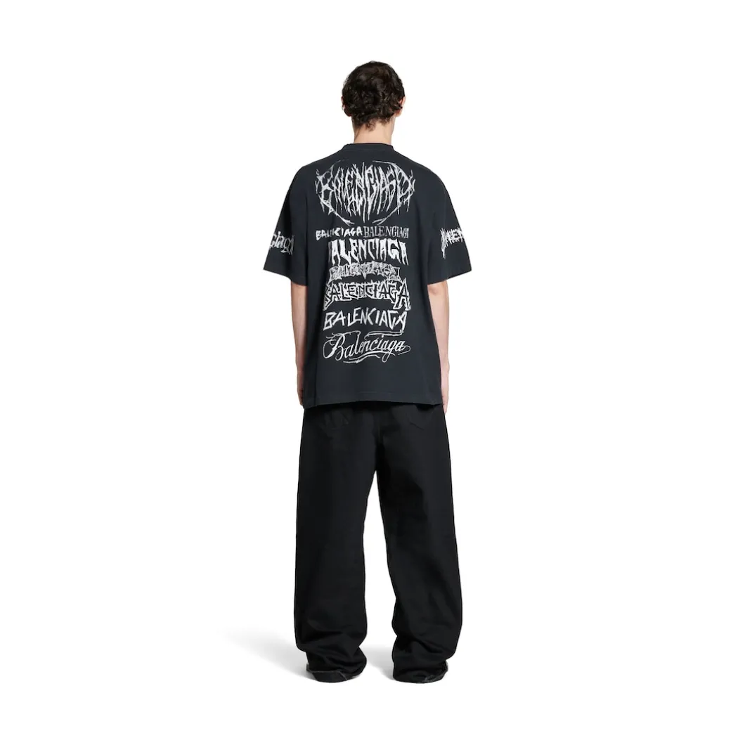 T-shirt Diy Metal Large Fit in Nero/bianco