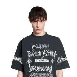 T-shirt Diy Metal Large Fit in Nero/bianco