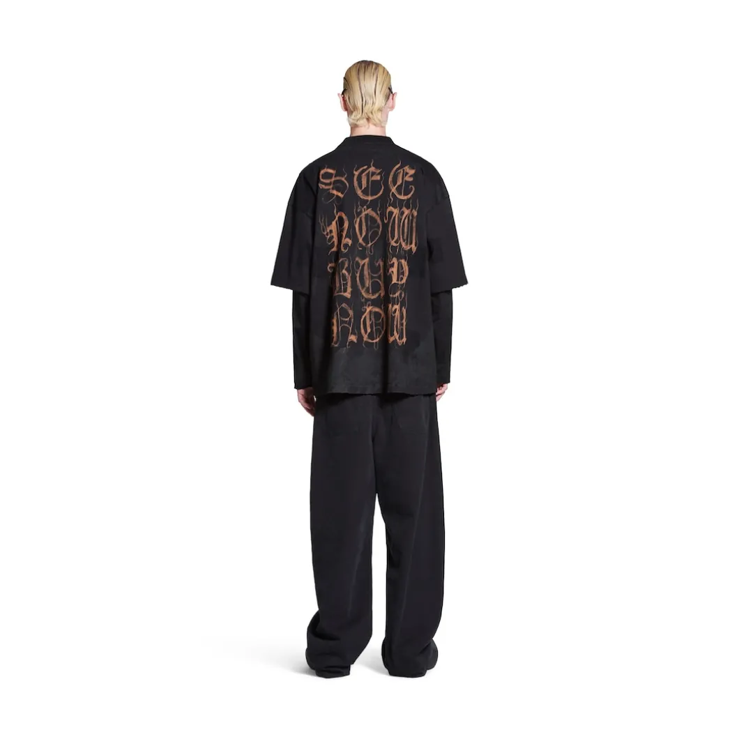 T-shirt Heavy Metal Large Fit in Nero Délavé