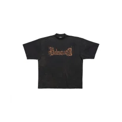 T-shirt Heavy Metal Large Fit in Nero Délavé