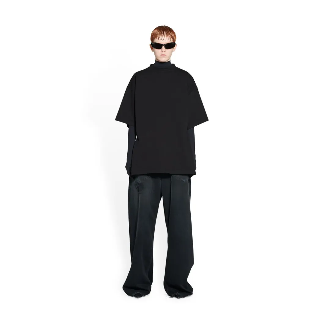 T-shirt Hourglass Bb Balenciaga Medium Fit da Donna in Nero