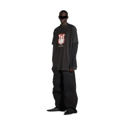 T-shirt Inside-out Antwerpen Oversize in Nero