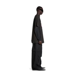 T-shirt Inside-out Antwerpen Oversize in Nero