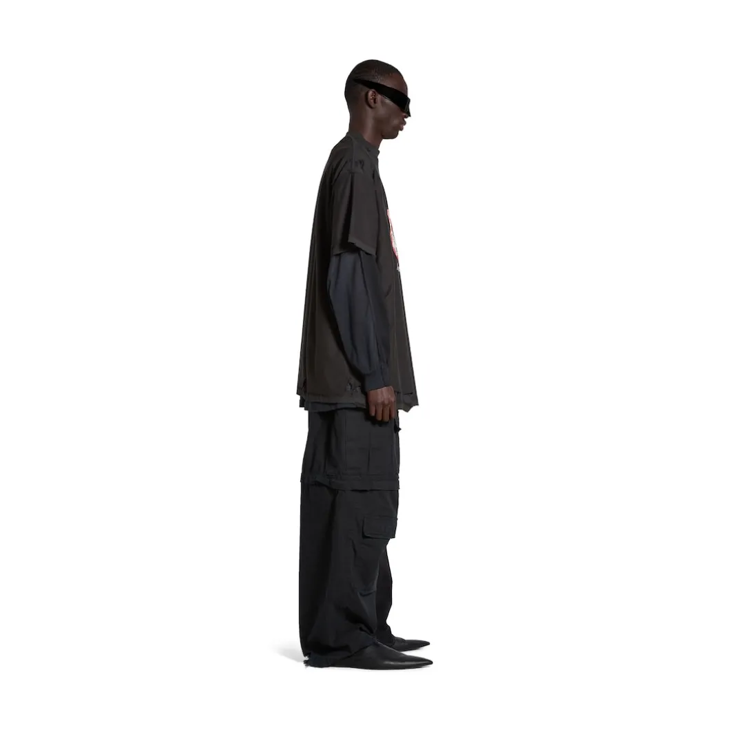 T-shirt Inside-out Antwerpen Oversize in Nero