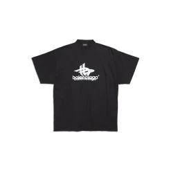 T-shirt Layered Sports Oversize in Nero/bianco