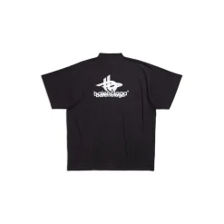 T-shirt Layered Sports Oversize in Nero/bianco