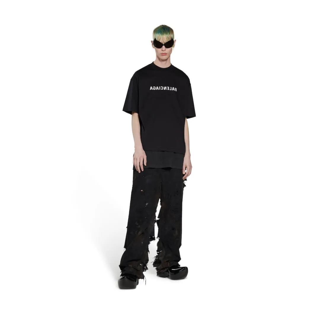 T-shirt Mirror Balenciaga Medium Fit in Nero
