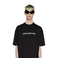 T-shirt Mirror Balenciaga Medium Fit in Nero
