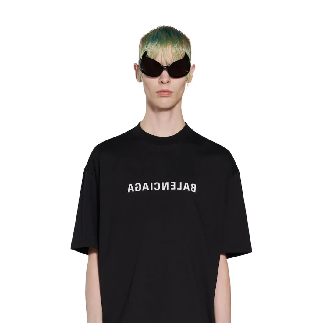 T-shirt Mirror Balenciaga Medium Fit in Nero