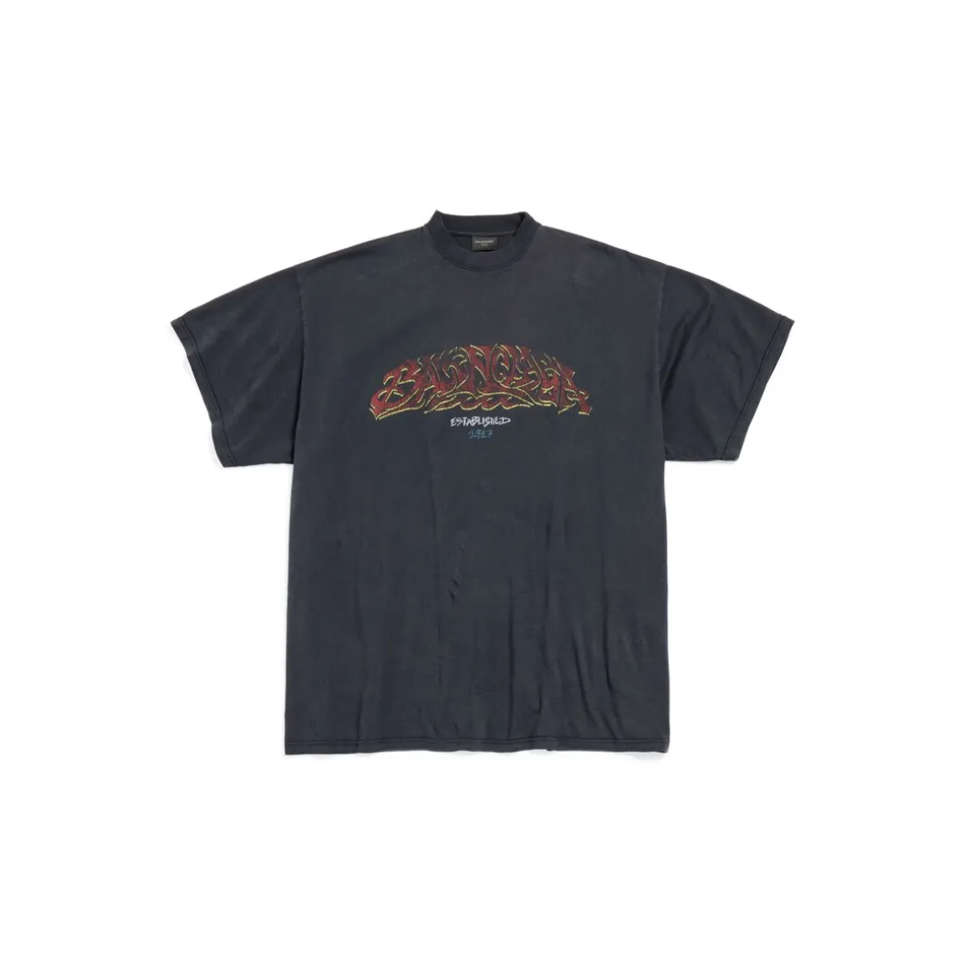 T-shirt Offshore Oversize in Nero Délavé