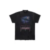T-shirt Paris Moon Oversize in Nero D&eacute;lav&eacute;
