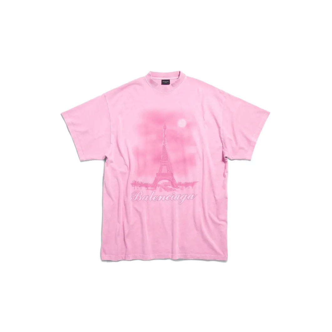 T-shirt Paris Moon Oversize in Rosa Chiaro