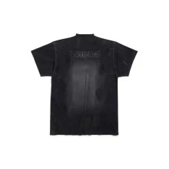 T-shirt Paris Moon Oversize in Nero D&eacute;lav&eacute;