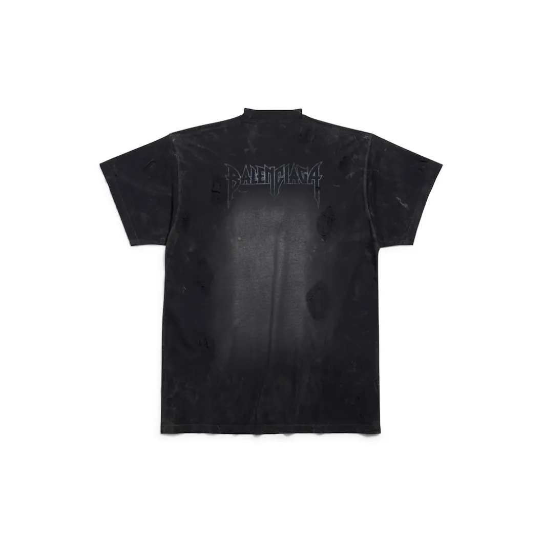 T-shirt Paris Moon Oversize in Nero Délavé