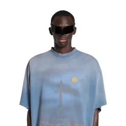 T-shirt Paris Moon Oversize in Blu