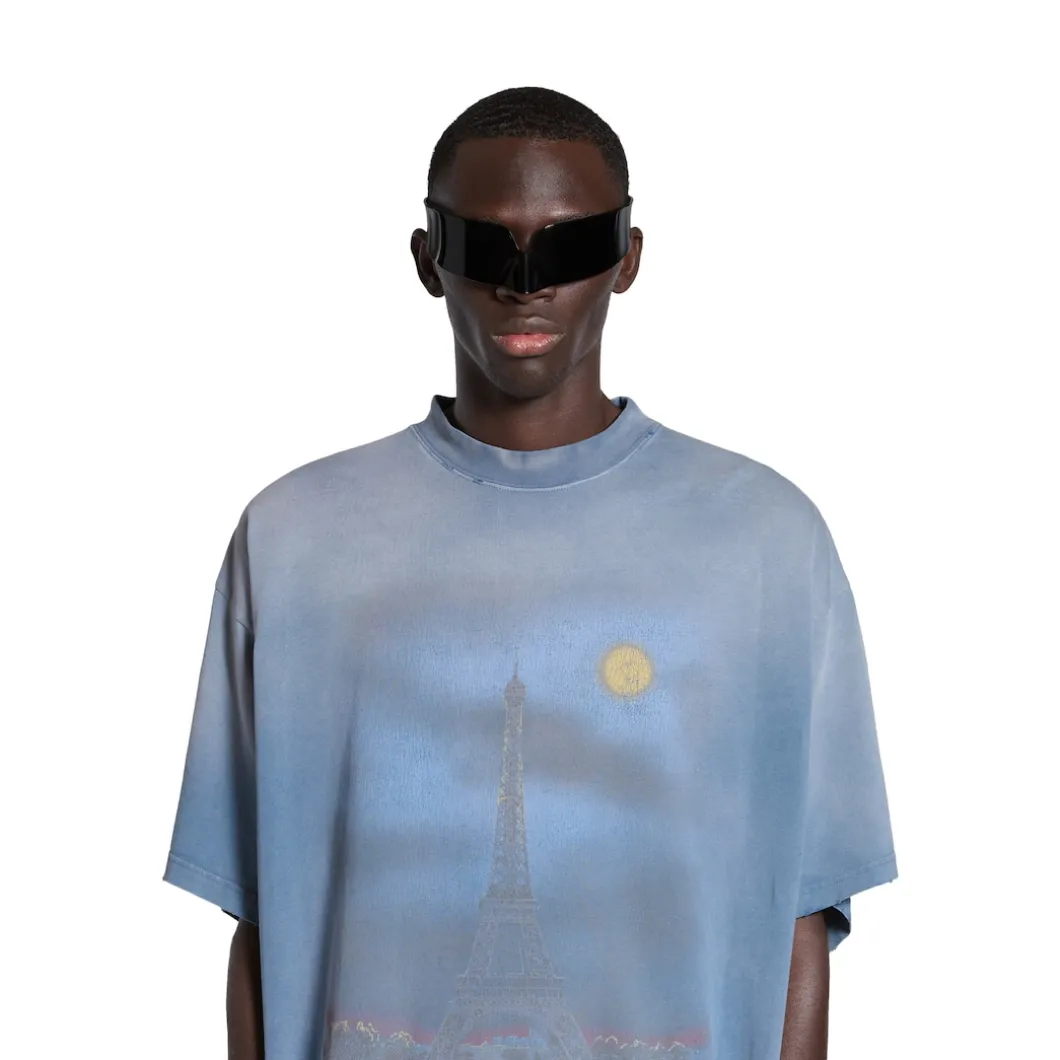 T-shirt Paris Moon Oversize in Blu