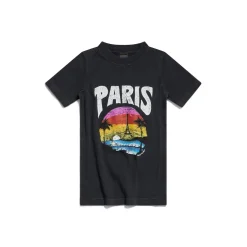 T-shirt Paris Tropical Aderente da Donna in Nero/bianco
