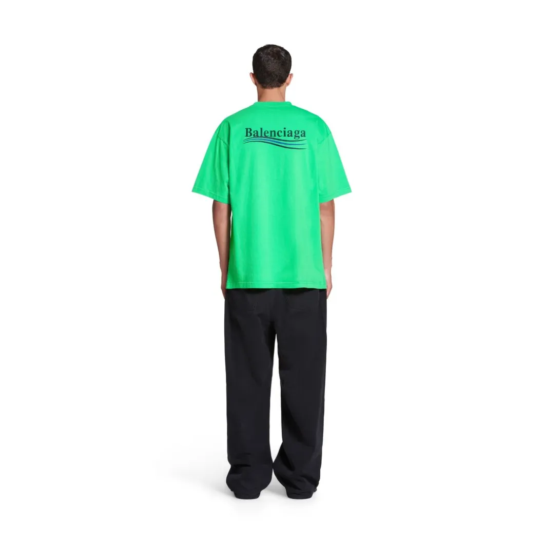 T-shirt Political Campaign Large Fit in Verde/nero/blu