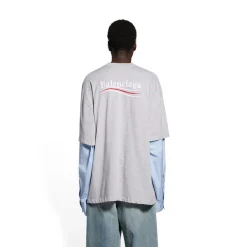 T-shirt Political Campaign Layered in Grigio