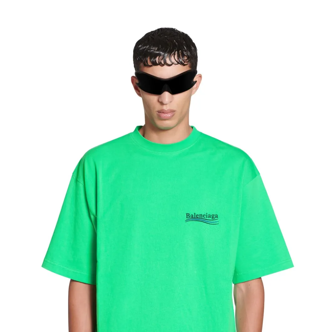 T-shirt Political Campaign Large Fit in Verde/nero/blu