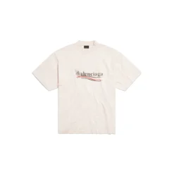 T-shirt Political Stencil Medium Fit in Bianco Sporco/nero