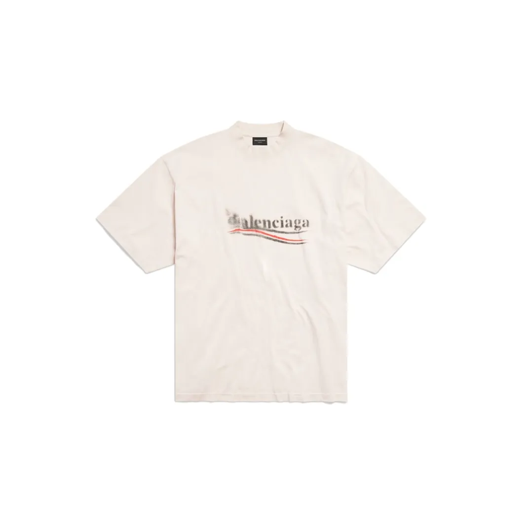 T-shirt Political Stencil Medium Fit in Bianco Sporco/nero
