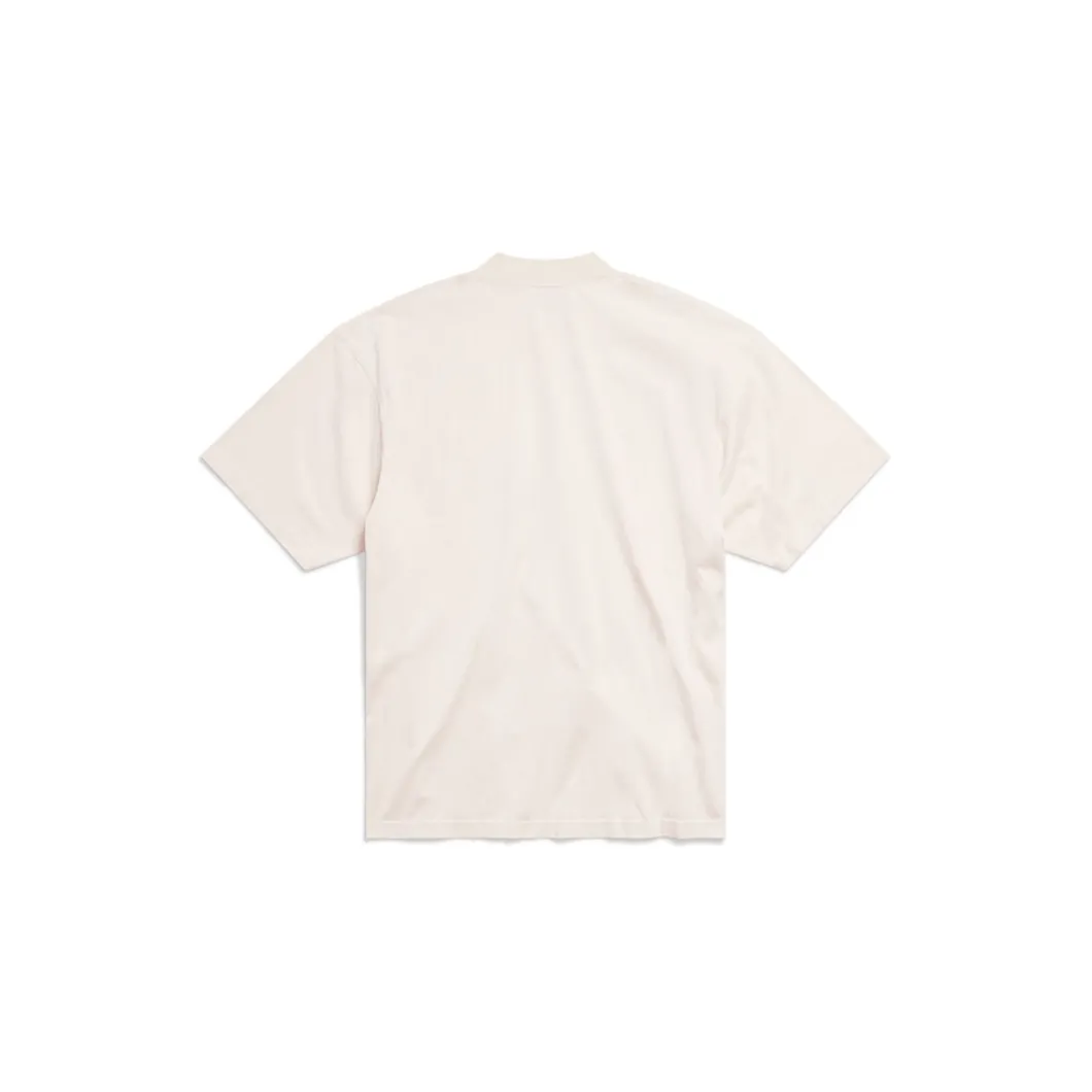 T-shirt Political Stencil Medium Fit in Bianco Sporco/nero