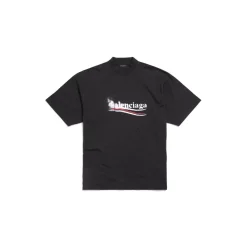 T-shirt Political Stencil Medium Fit in Nero/bianco