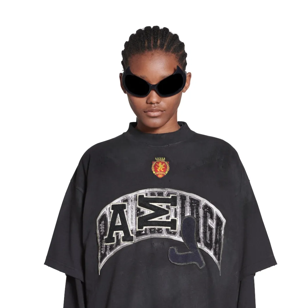 T-shirt Skater Oversize in Nero Délavé