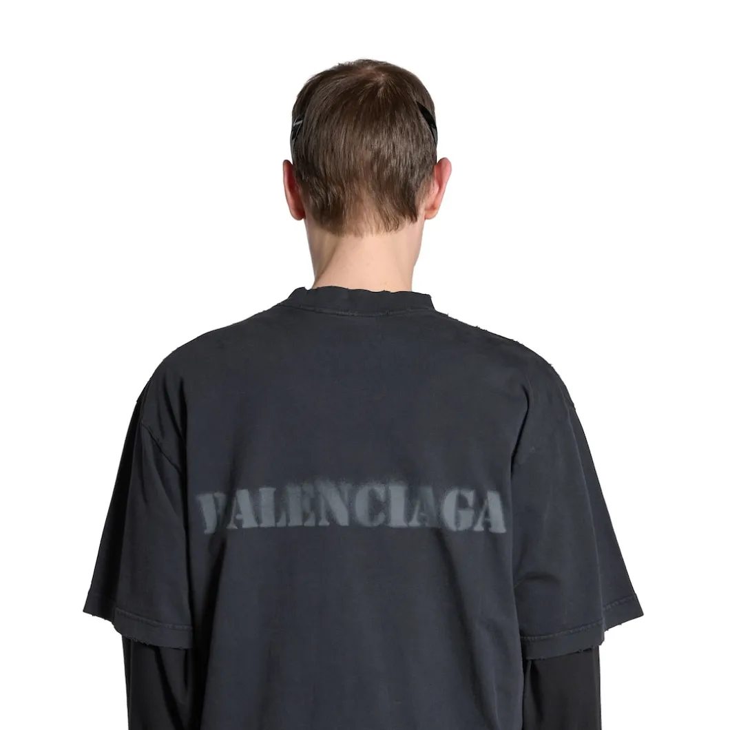 T-shirt Stencil Type Medium Fit in Nero