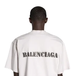 T-shirt Stencil Type Medium Fit in Bianco Sporco/nero