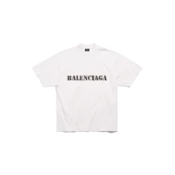 T-shirt Stencil Type Medium Fit in Bianco Sporco/nero