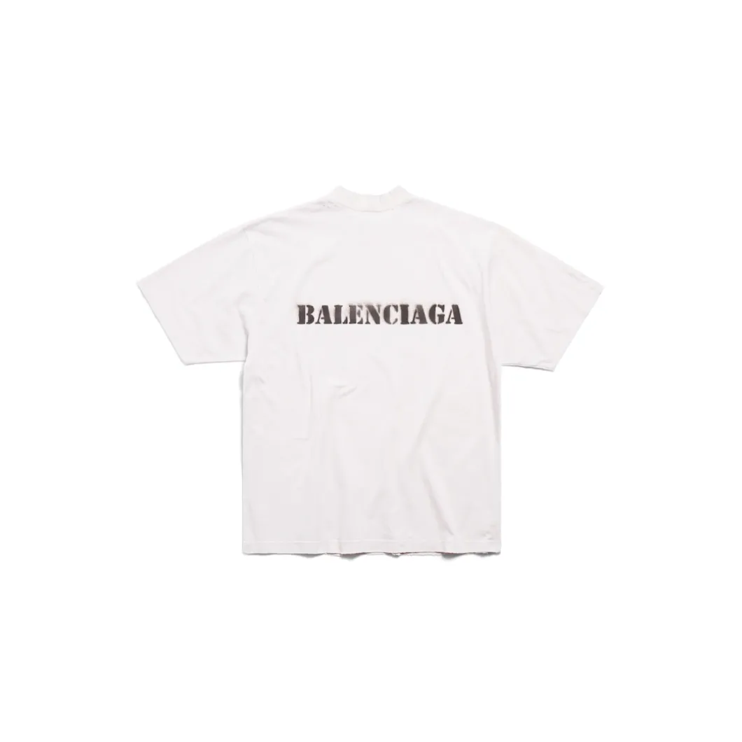 T-shirt Stencil Type Medium Fit in Bianco Sporco/nero