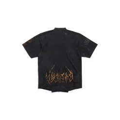 T-shirt Upside Down Paris Moon Oversize in Nero D&eacute;lav&eacute;