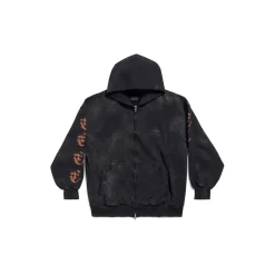 Zip-up Hoodie Heavy Metal Small Fit in Nero D&eacute;lav&eacute;