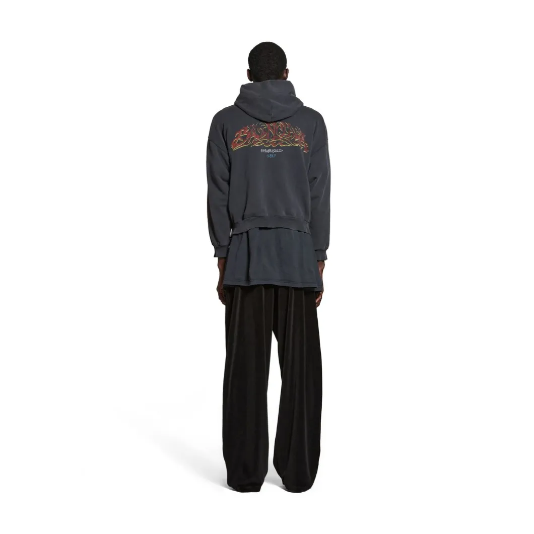 Zip-up Hoodie Offshore Medium Fit in Nero Délavé